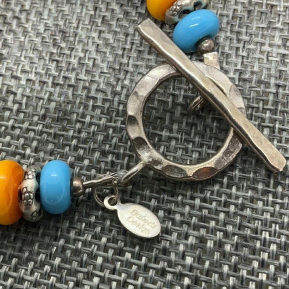 Baker's Design Ceramic silvered drops Beaded Bracelet With Toggle Clasp - Picture 4 of 11